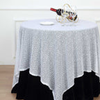 Glitter Sequin Tablecloth Overlay - White