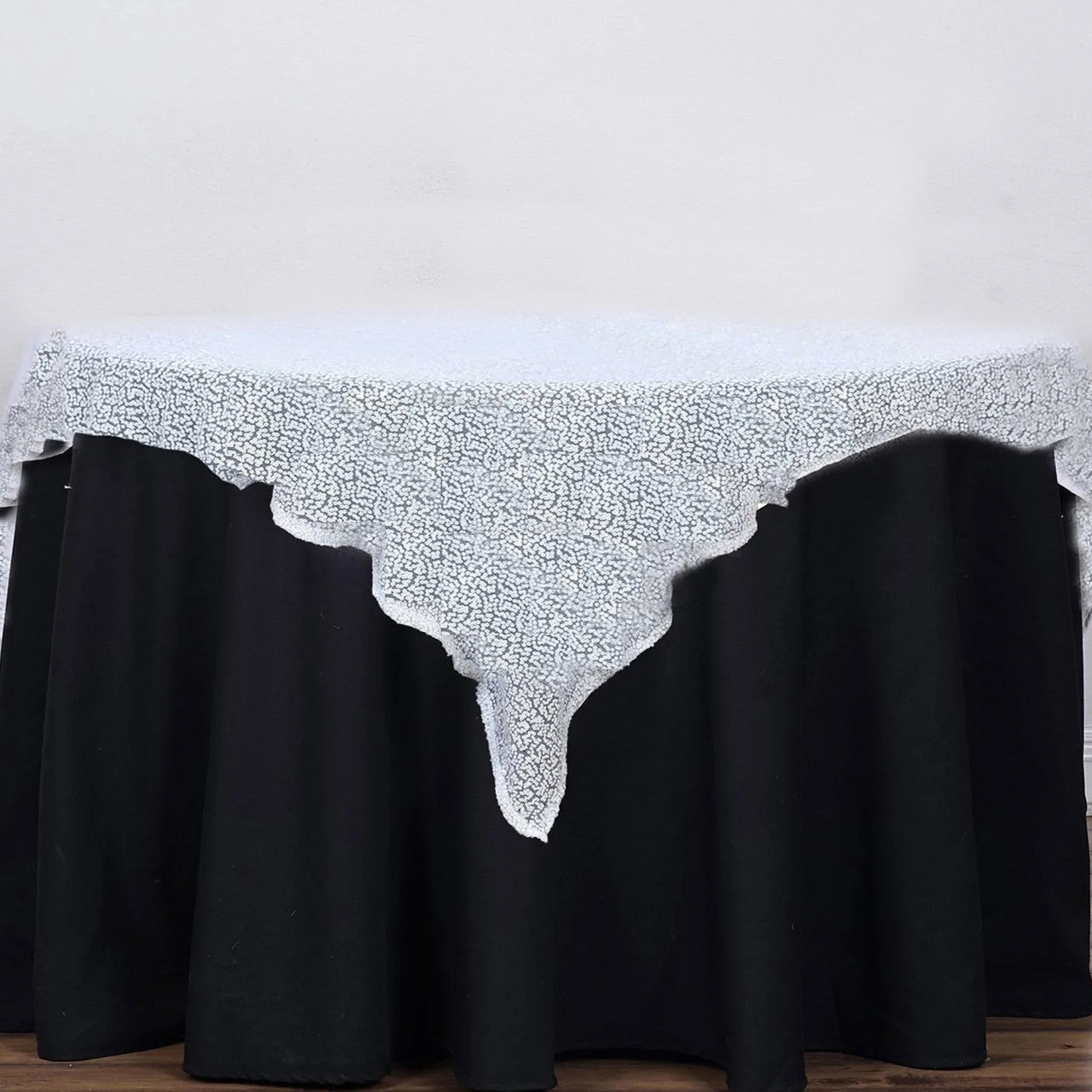 Glitter Sequin Tablecloth Overlay - White