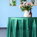 Glitter Round Sequin Sparkly Tablecloth - Emerald Green