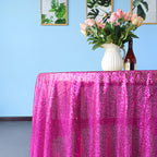 Glitter Round Sequin Sparkly Tablecloth  - Fuchsia