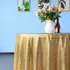 Glitter Round Sequin Sparkly Tablecloth  - Gold