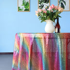 Glitter Round Sequin Sparkly Tablecloth - Rainbow