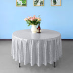 Glitter Round Sequin Sparkly Tablecloth - Silver