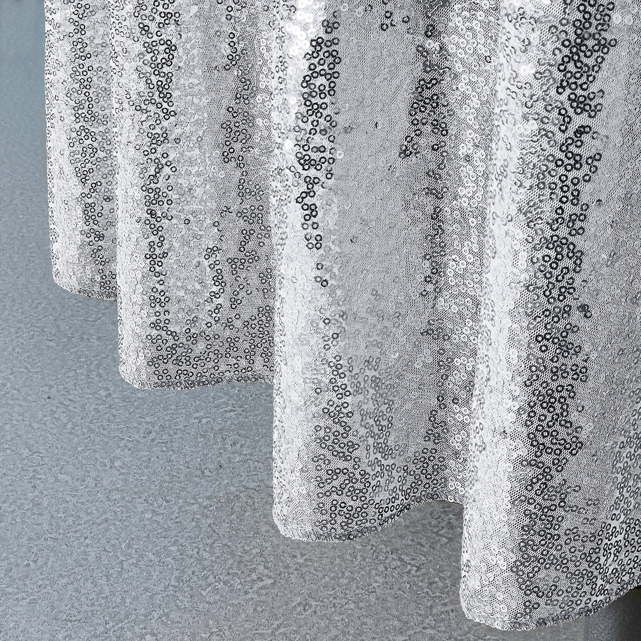 Glitter Round Sequin Sparkly Tablecloth - Silver