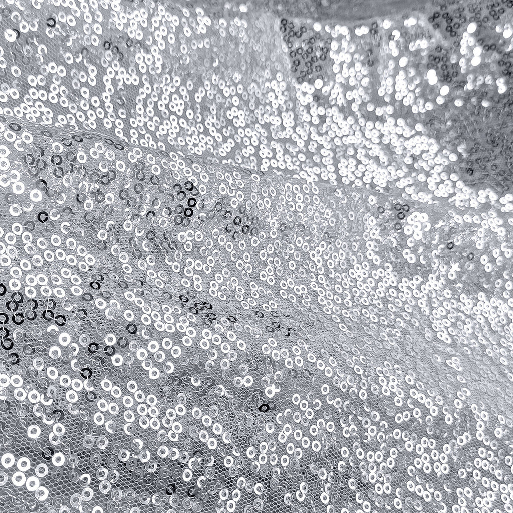 Glitter Round Sequin Sparkly Tablecloth - Silver