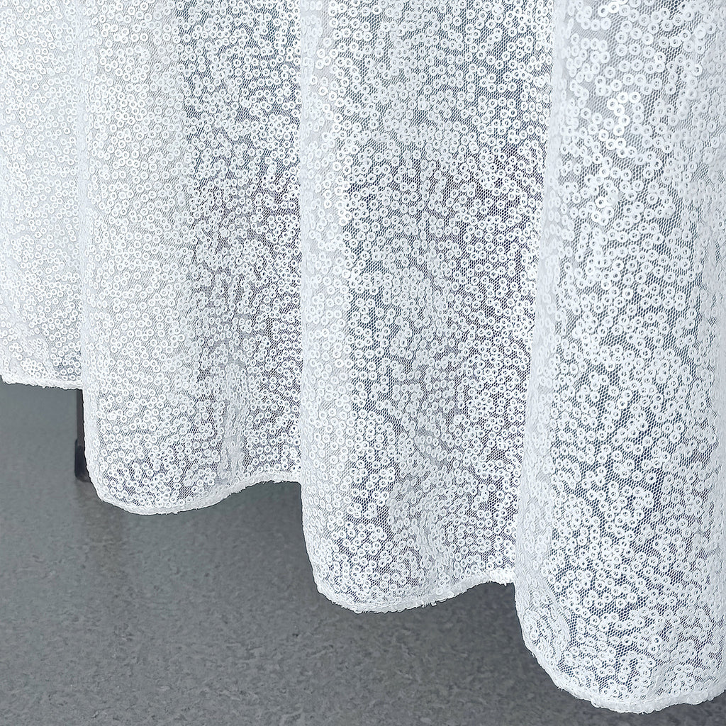 Glitter Round Sequin Sparkly Tablecloth - White