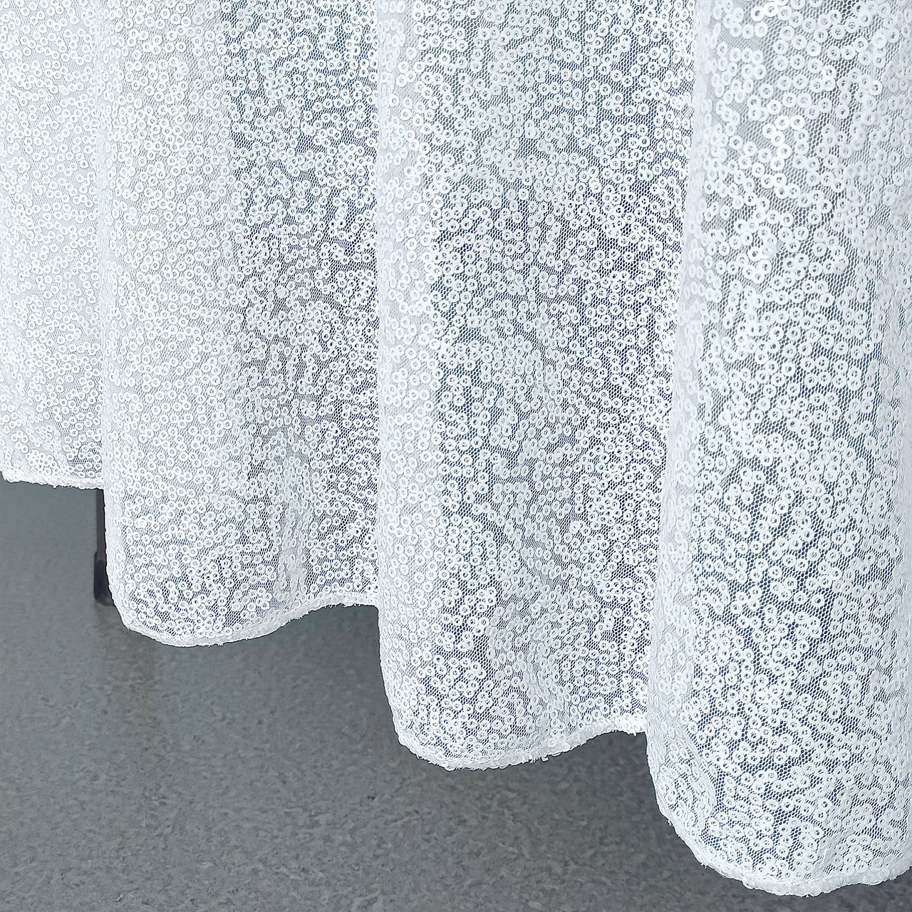 Glitter Round Sequin Sparkly Tablecloth - White