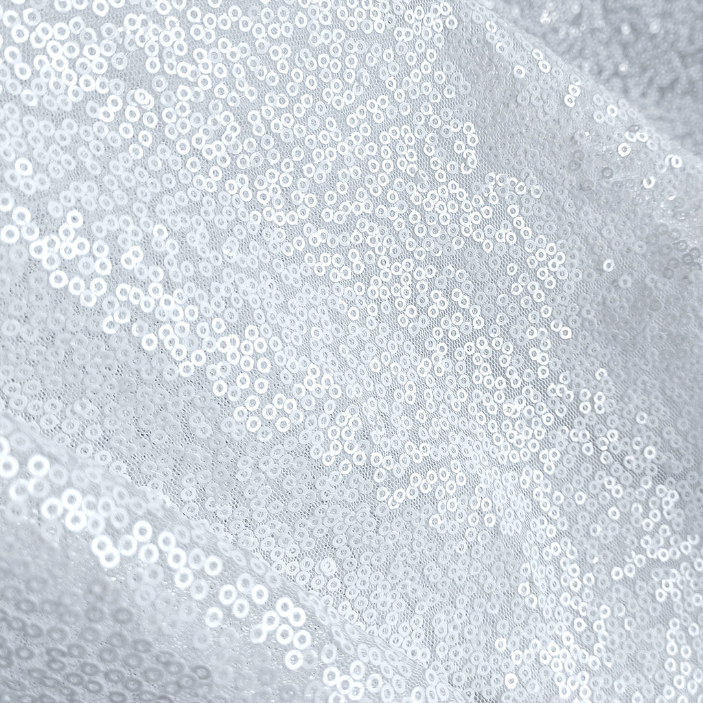 Glitter Round Sequin Sparkly Tablecloth - White