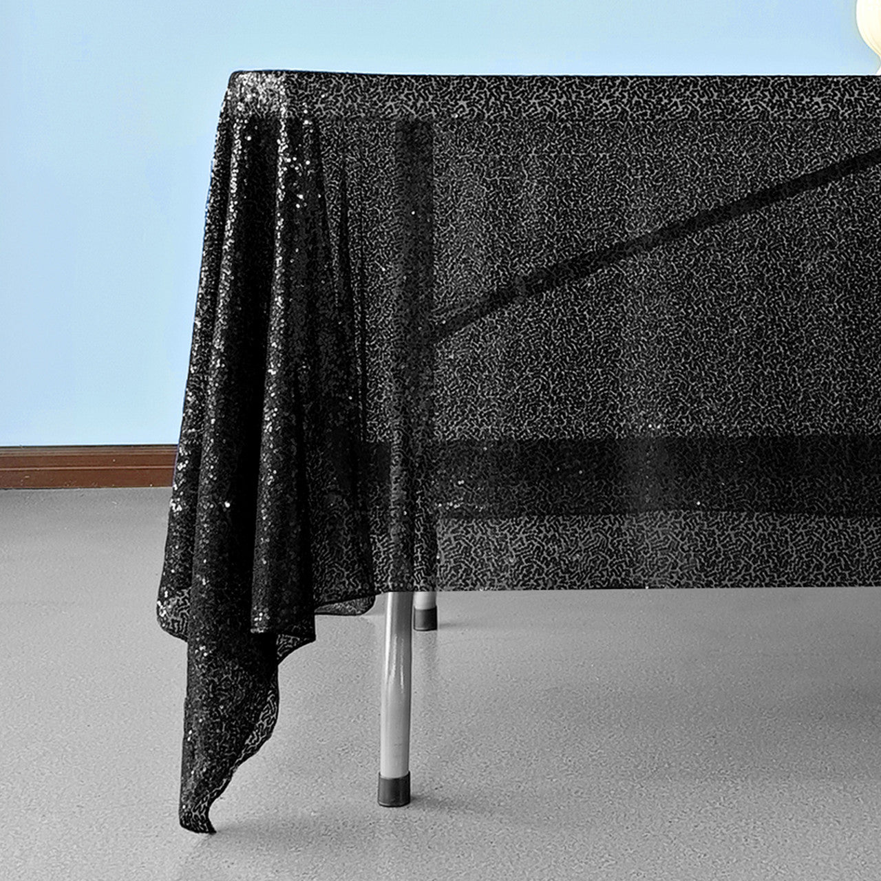 Sequin Sparkly Square Tablecloth - Black