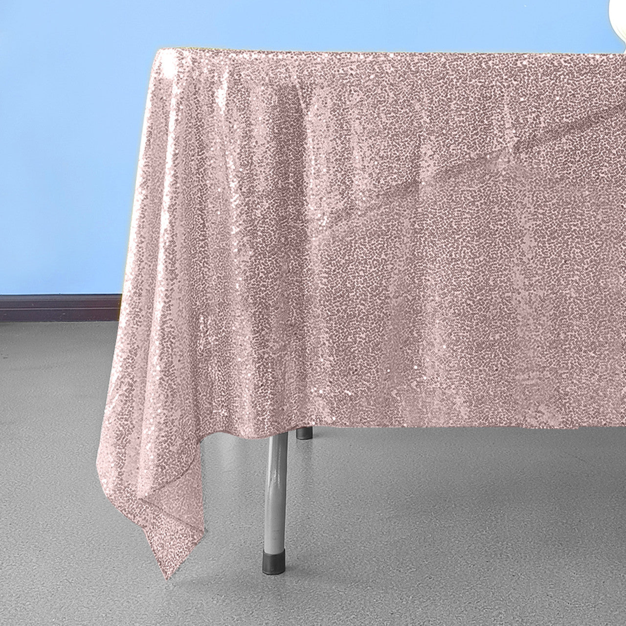Sequin Sparkly Square Tablecloth - Blush Pink