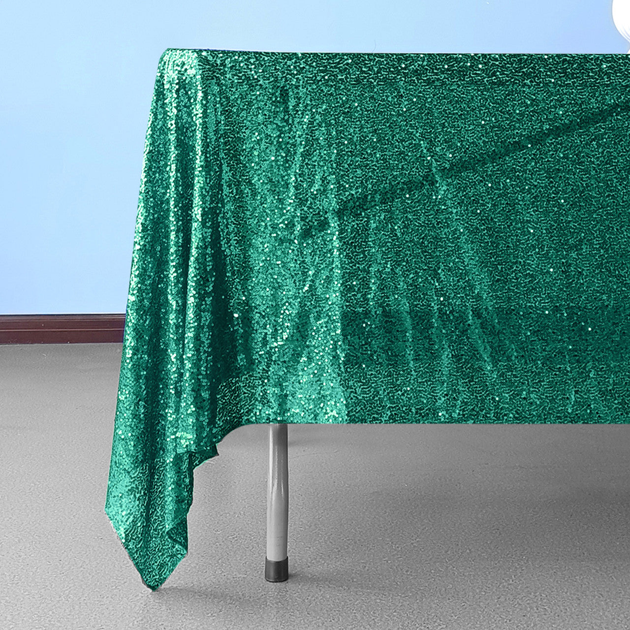 Sequin Sparkly Square Tablecloth - Emerald Green