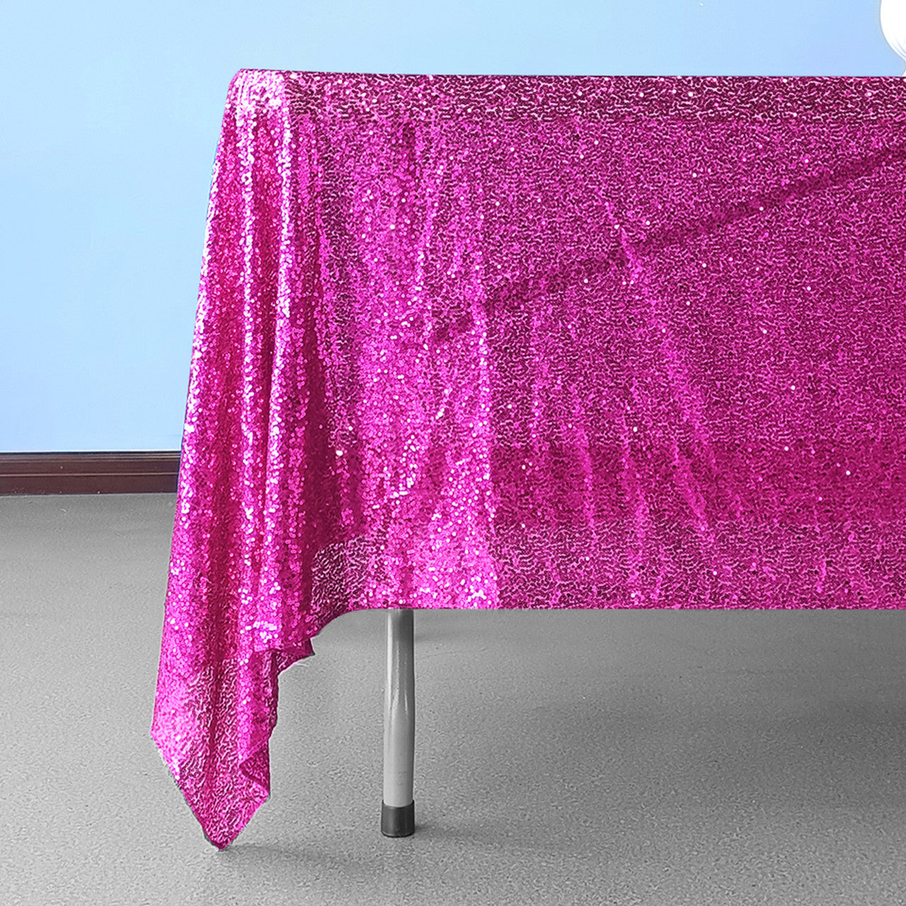Sequin Sparkly Square Tablecloth - Fuchsia