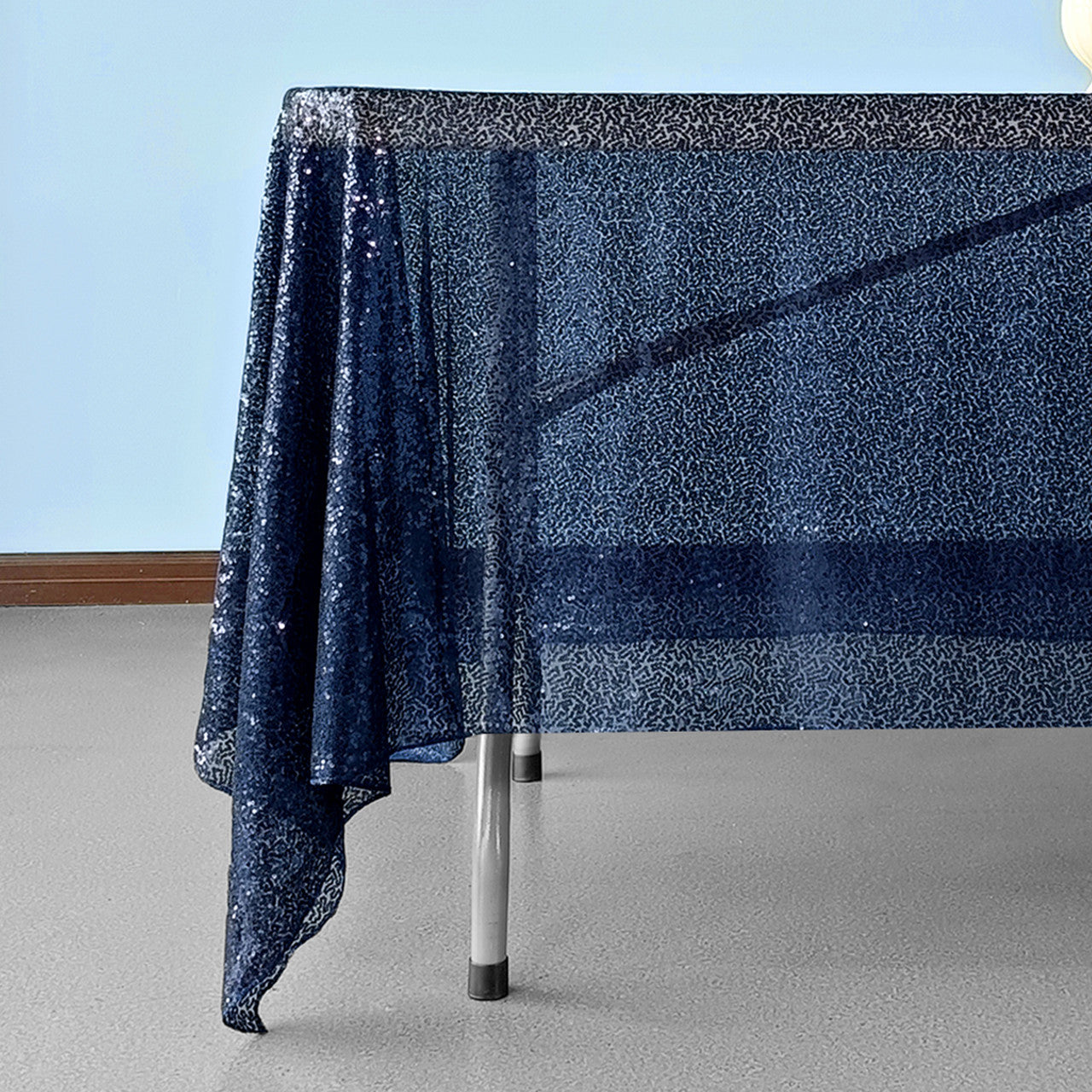 Sequin Sparkly Square Tablecloth - Navy