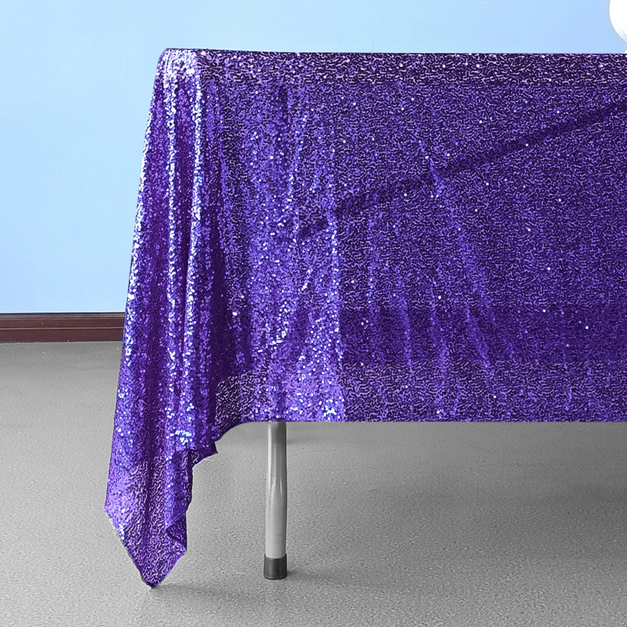 Sequin Sparkly Square Tablecloth - Purple