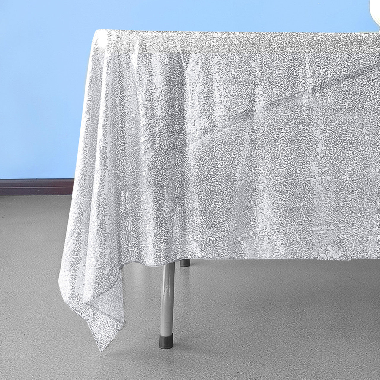 Sequin Sparkly Square Tablecloth - Silver