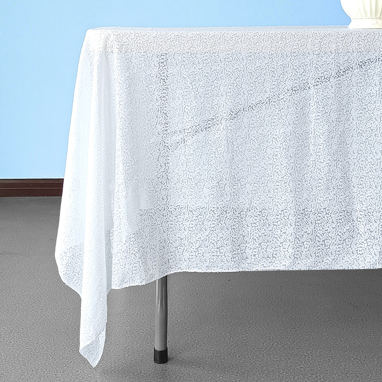 Sequin Sparkly Square Tablecloth - White