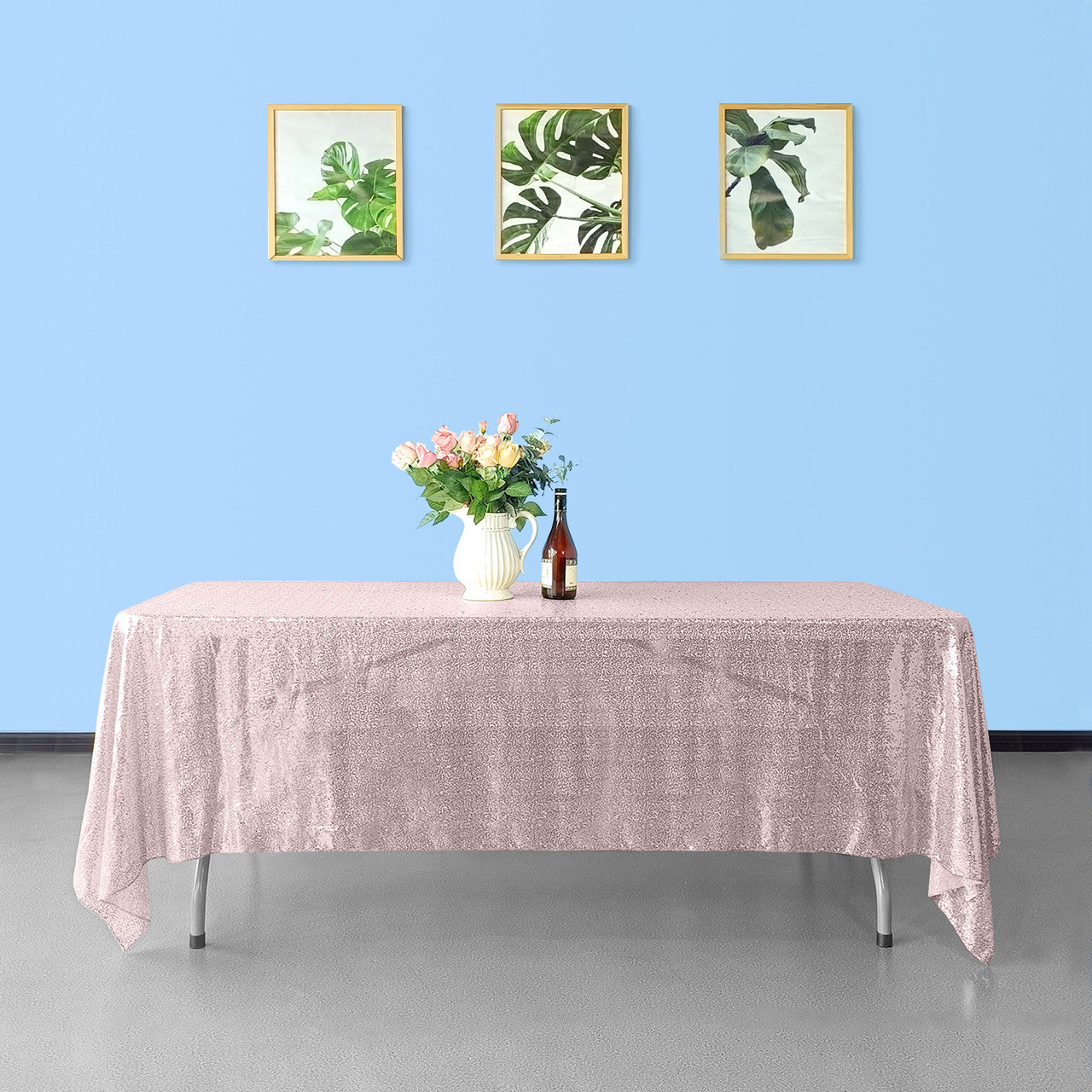 Sequin Rectangle Sparkly Tablecloth - Blush Pink