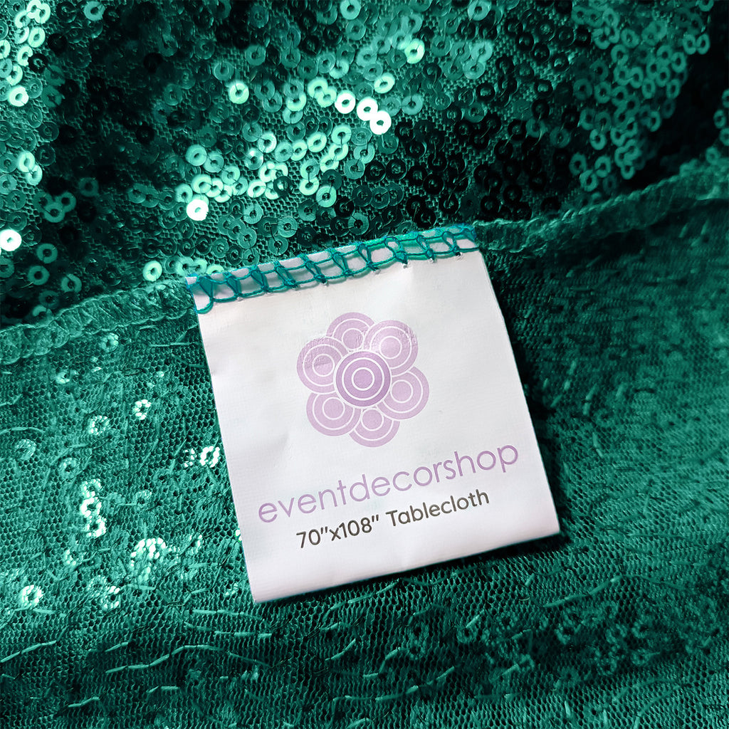 Sequin Rectangle Sparkly Tablecloth - Emerald Green