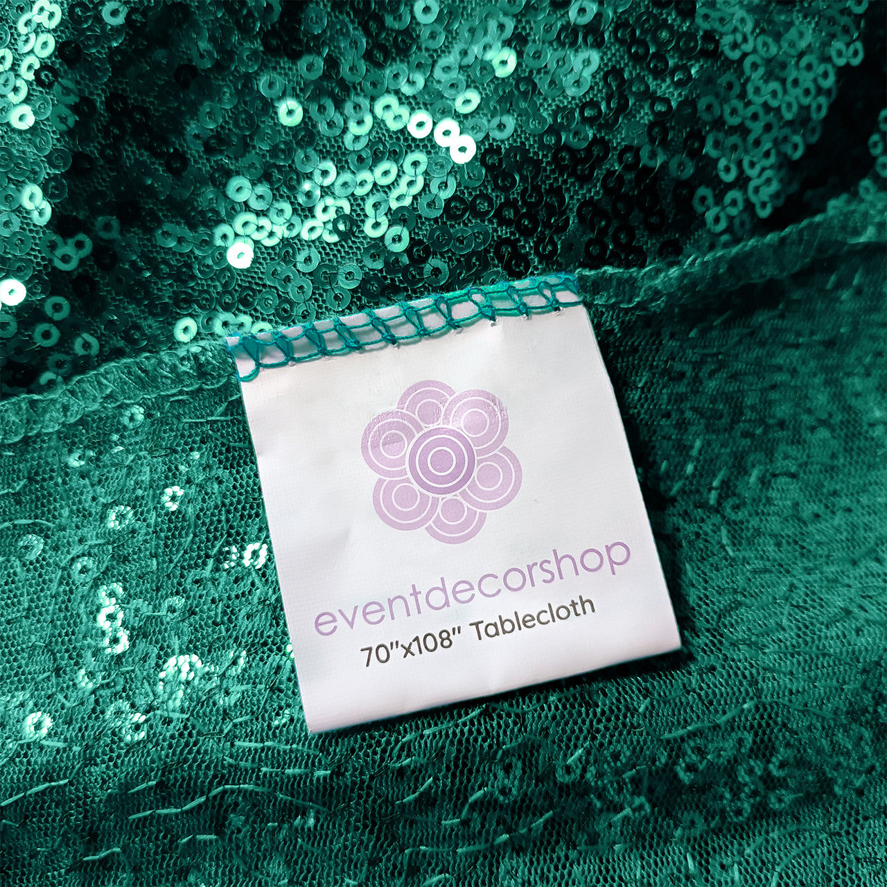 Sequin Rectangle Sparkly Tablecloth - Emerald Green