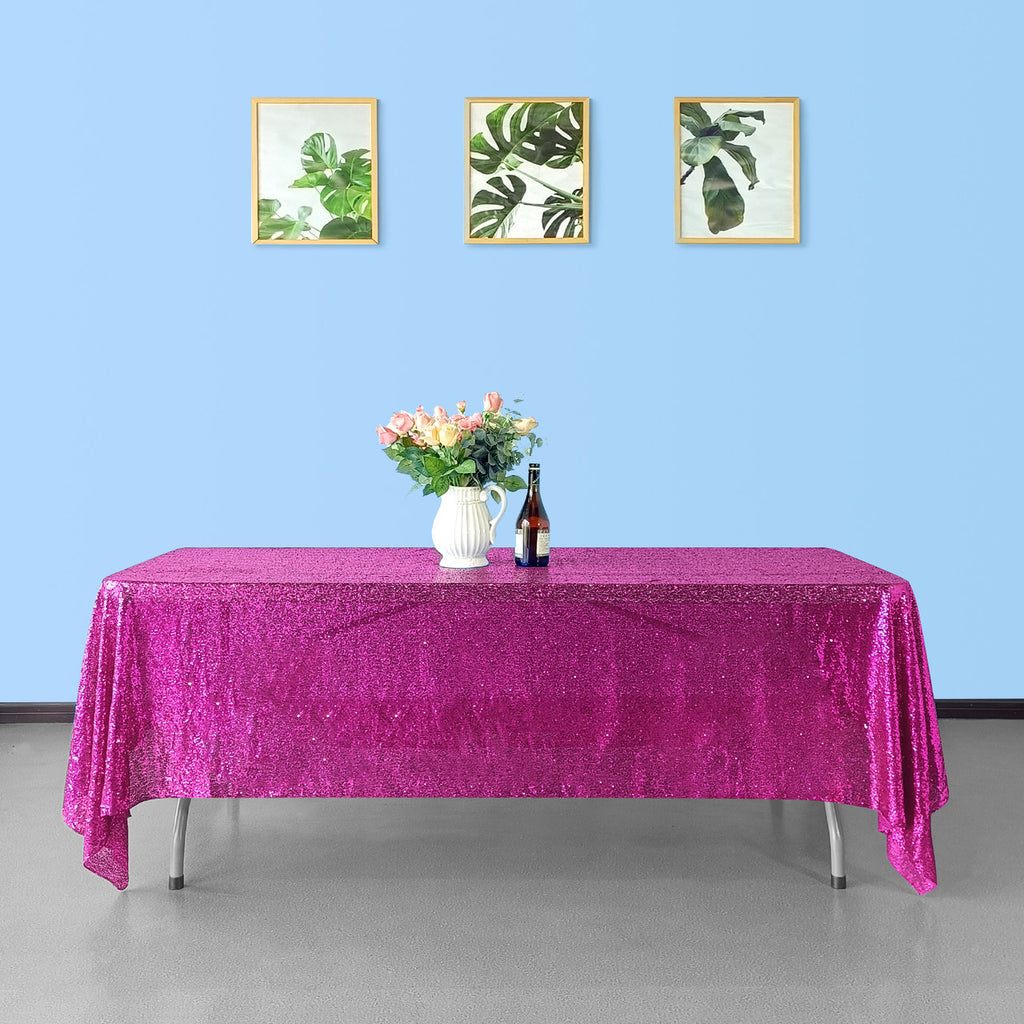 Fusia Rectangle Sequin Rectangle Sparkly Tablecloth - Fuchsia - Event Decor Shop