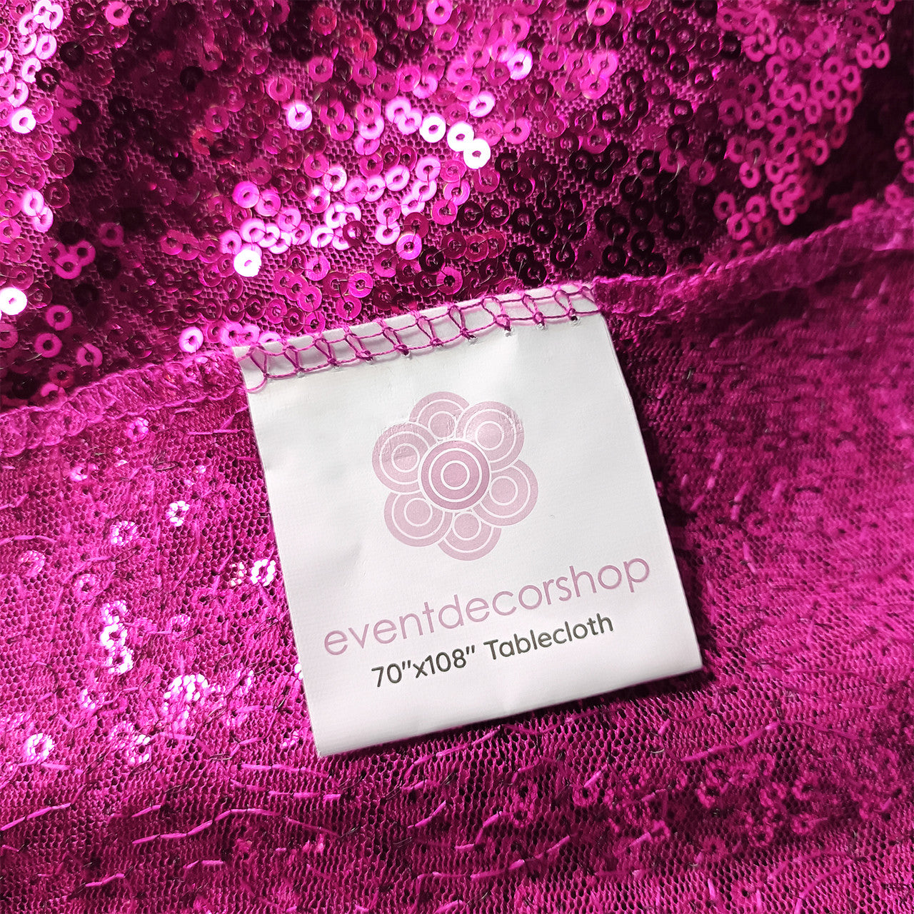 Sequin Rectangle Sparkly Tablecloth - Fuchsia