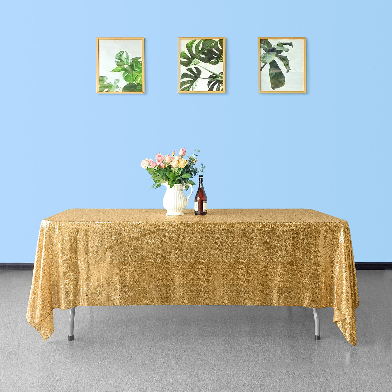 Sequin Rectangle Sparkly Tablecloth - Gold