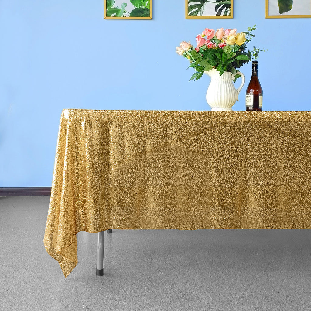 Sequin Rectangle Sparkly Tablecloth - Gold