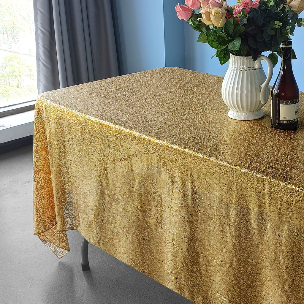 Sequin Rectangle Sparkly Tablecloth - Gold