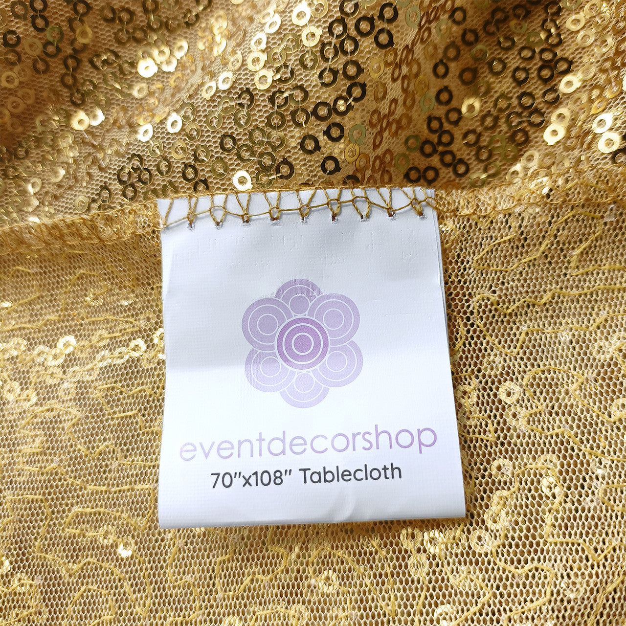 Sequin Rectangle Sparkly Tablecloth - Gold
