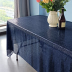 Sequin Rectangle Sparkly Tablecloth - Navy