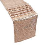 Plastic Table Cloth And Rose Gold Sequin Table Runner Set - 2pcs