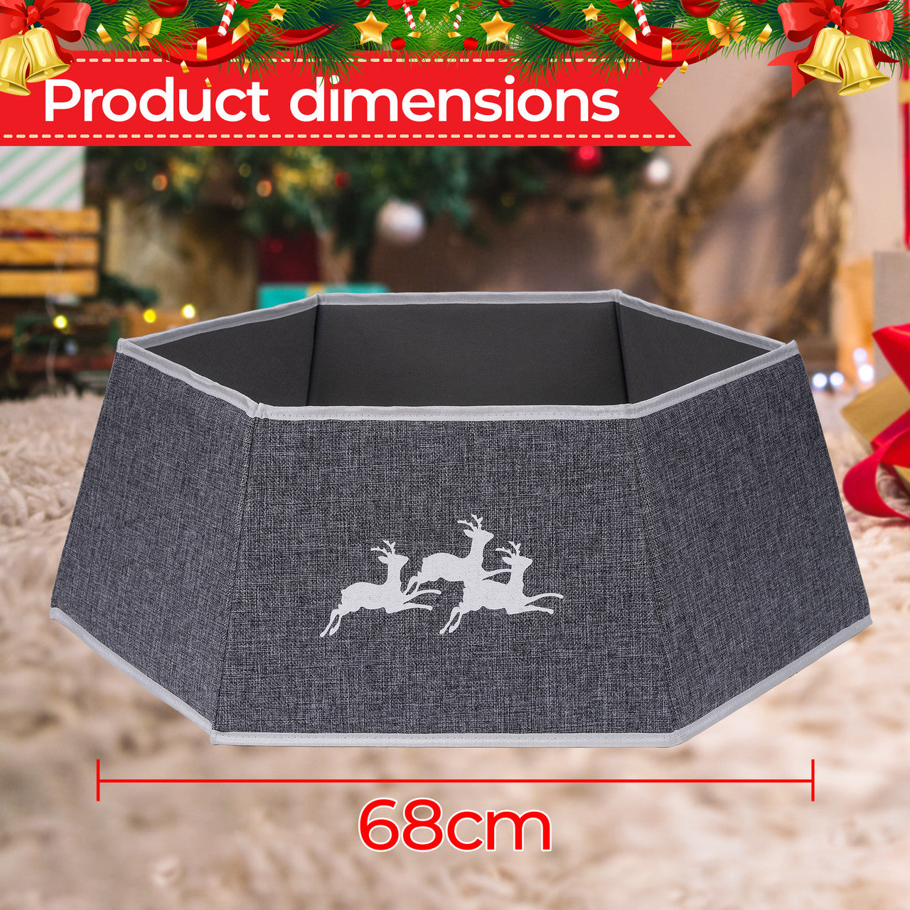 Christmas Tree Skirt Base Cover - Silver