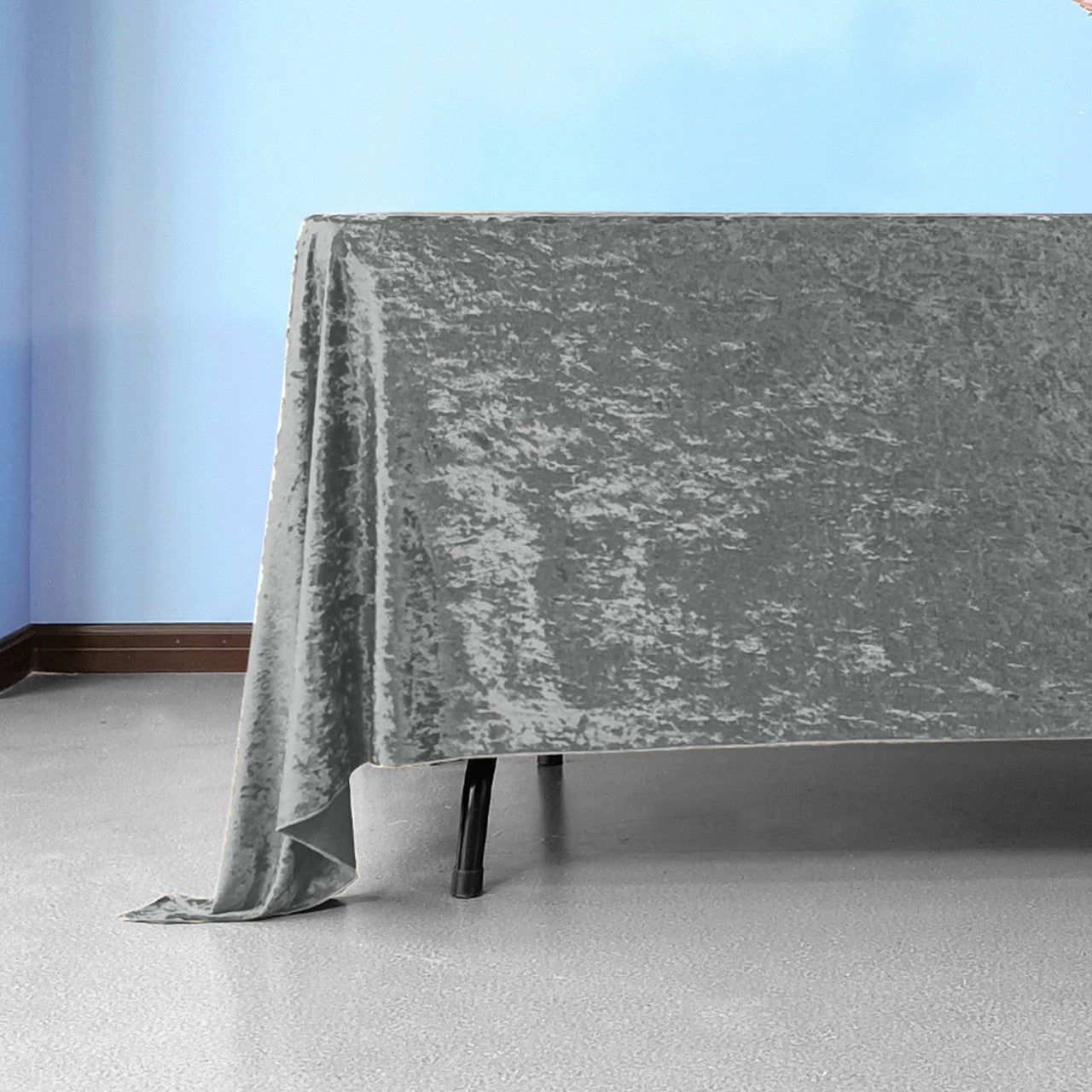 Square Crushed Velvet Tablecloth - Silver