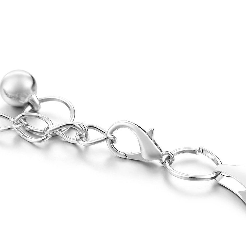 Diamante Mesh Belt with Flower Charms - Silver
