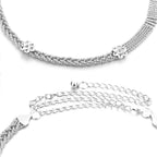 Diamante Mesh Belt with Flower Charms - Silver