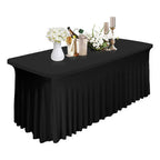 183cm x 74cm Rectangle Spandex Tablecloth with Skirt - Black