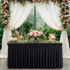 183cm x 74cm Rectangle Spandex Tablecloth with Skirt - Black