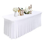 183cm x 74cm Rectangle Spandex Tablecloth with Skirt - White