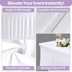 183cm x 74cm Rectangle Spandex Tablecloth with Skirt - White