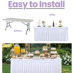 183cm x 74cm Rectangle Spandex Tablecloth with Skirt - White