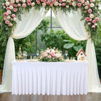 183cm x 74cm Rectangle Spandex Tablecloth with Skirt - White