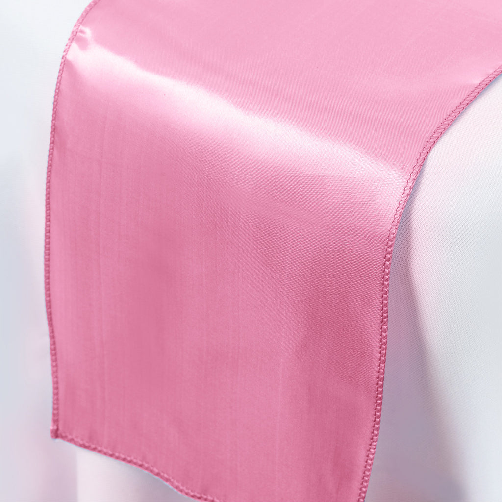 Plastic Tablecloth and Satin Table Runner Set - White &  Baby Pink