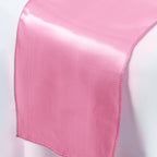 Plastic Tablecloth and Satin Table Runner Set - White &  Baby Pink