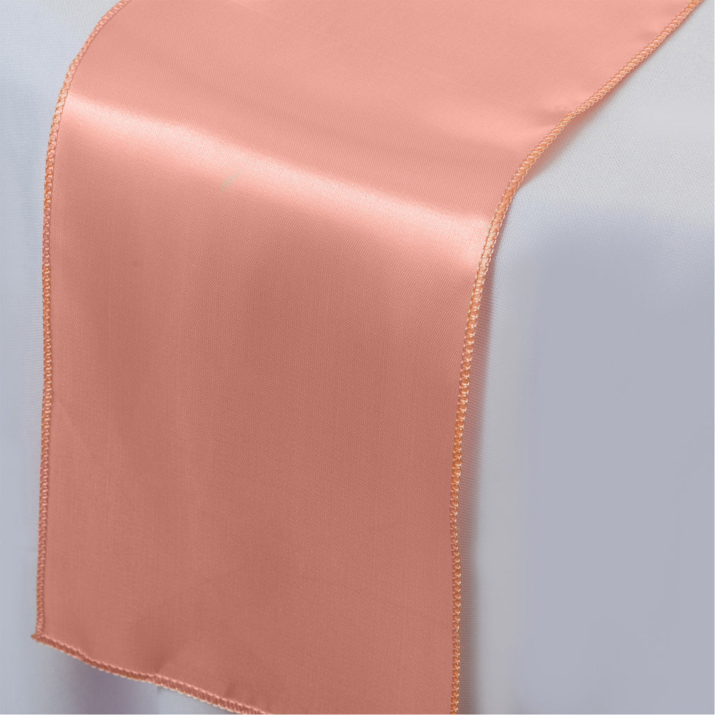Plastic Tablecloth and Satin Table Runner Set - White & Coral