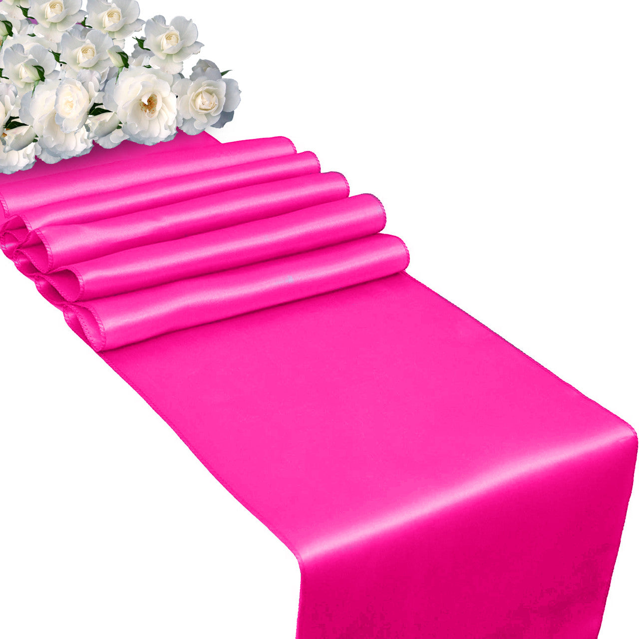 Plastic Table Cloth And Fuchsia Runner Set - 2Pcs