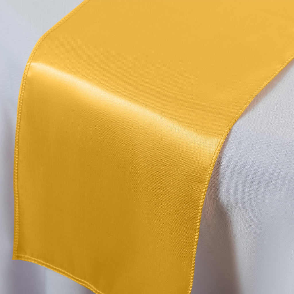 Plastic Tablecloth and Satin Table Runner Set - White & Gold