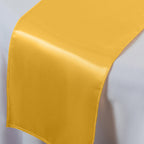 Plastic Tablecloth and Satin Table Runner Set - White & Gold