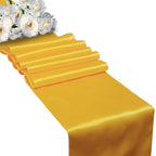 Plastic Tablecloth and Satin Table Runner Set - White & Gold