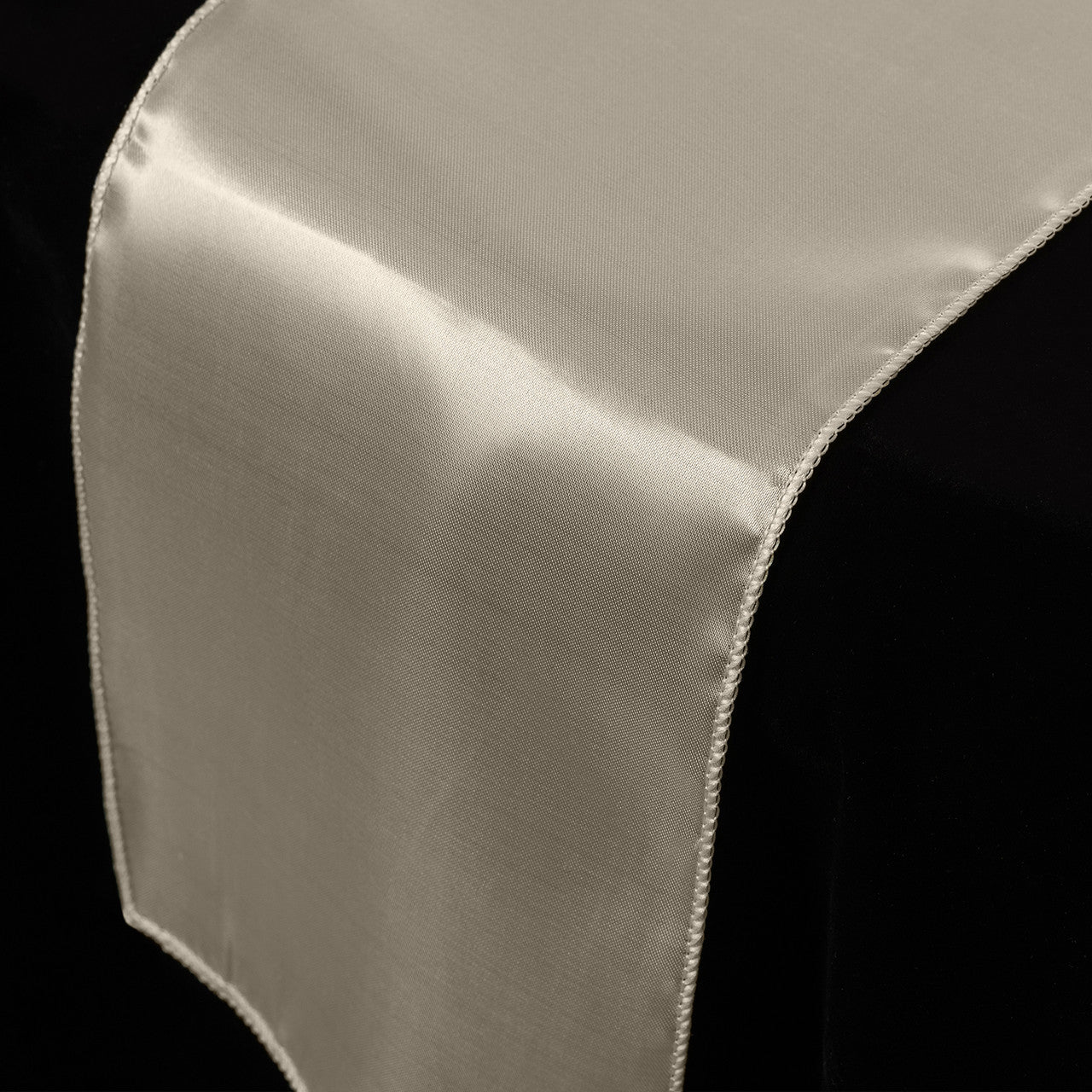 Plastic Tablecloth and Satin Table Runner Set - White & Ivory