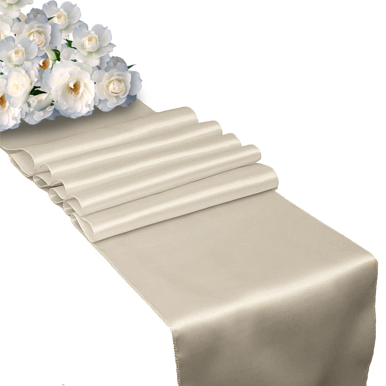 Plastic Table Cloth And Ivory Satin Runner Set - 2Pcs